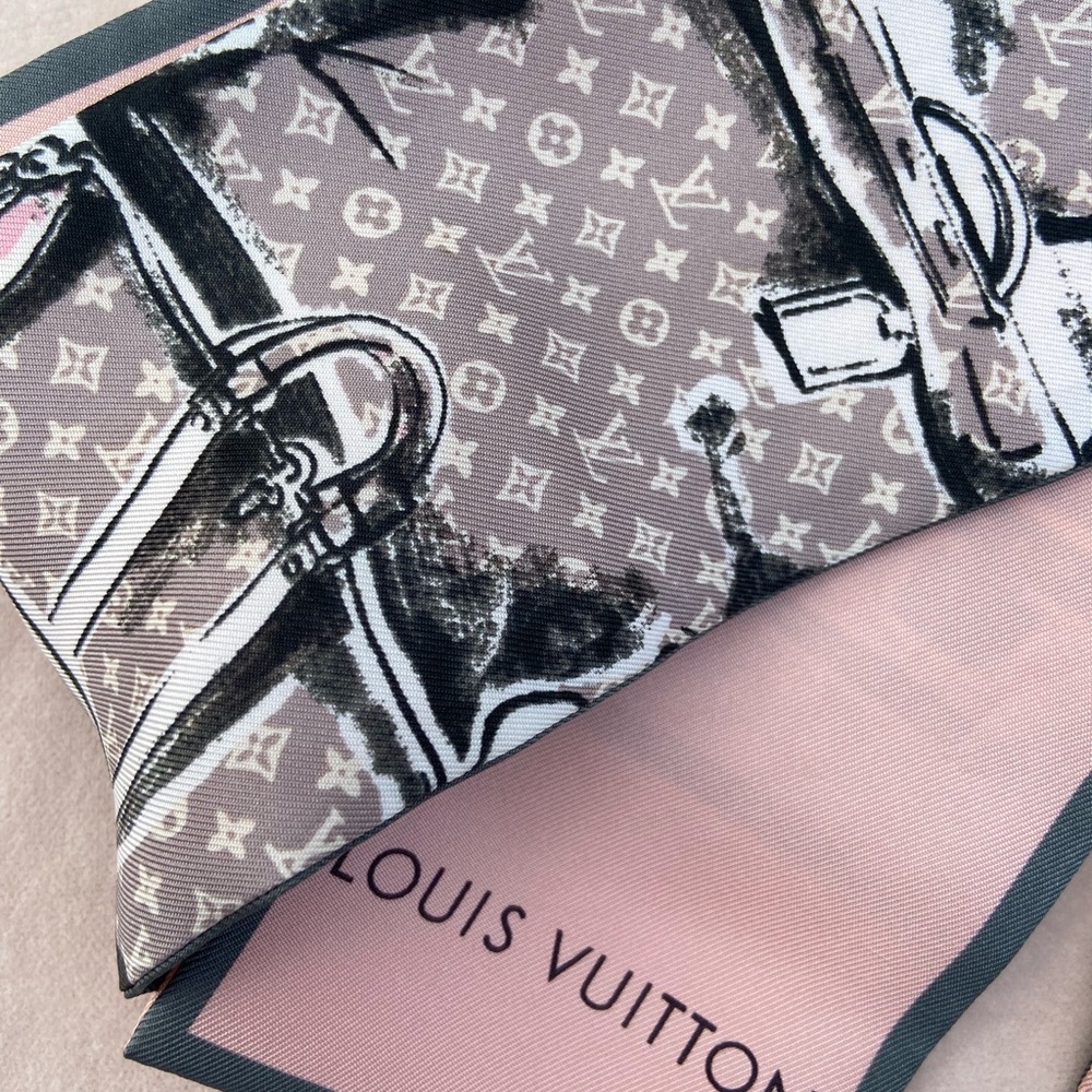 Louis Vuitton Pink and Gray tone Luggage Patterned Scarf - Picture 5 of 6
